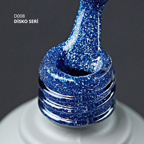 Momo Professional Disko Seri Kalıcı Oje D008 Mavi (10ml) Reflective Flash Gel Polish