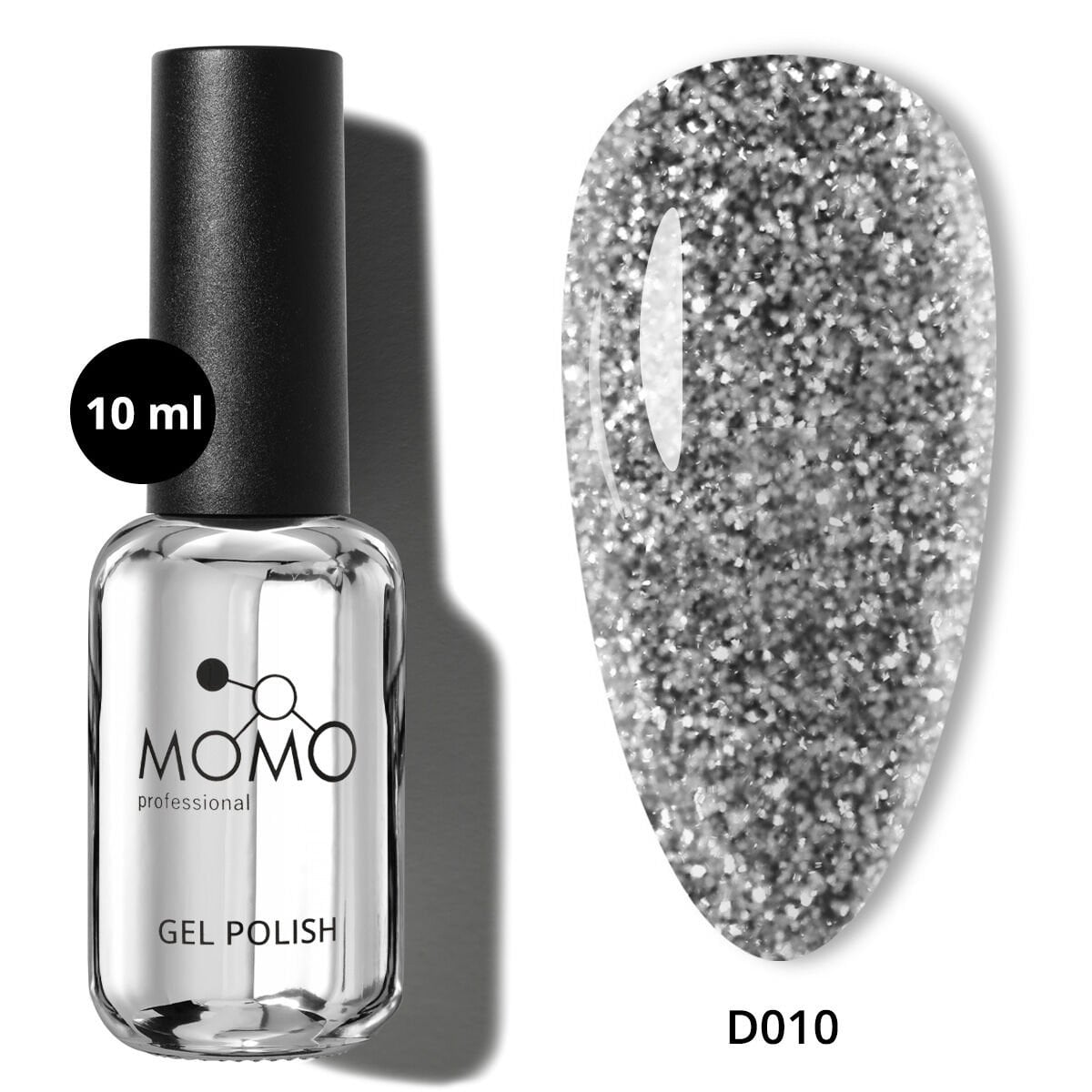 Momo Professional Disko Seri Kalıcı Oje D010 Siyah (10ml) Reflective Flash Gel Polish