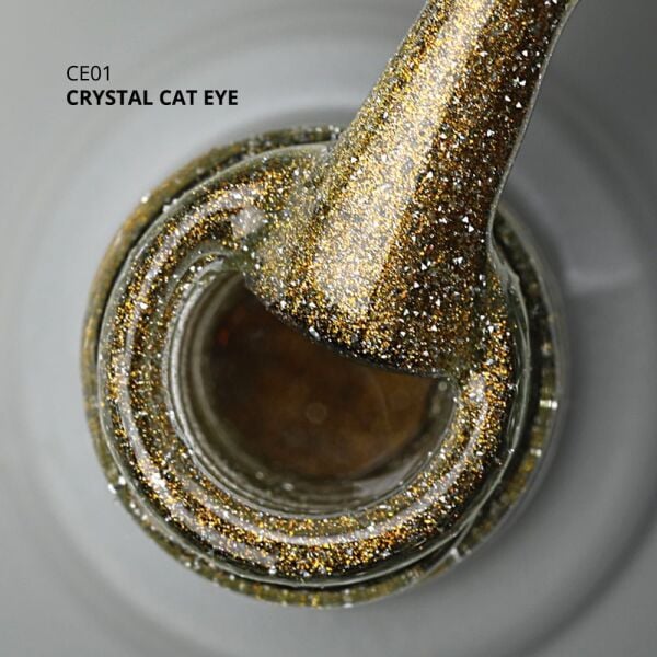 Momo Professional Crystal Cat Eye Kristal Kedi Gözü Kalıcı Oje CE01 Yarı Şeffaf, Altın (10ml)