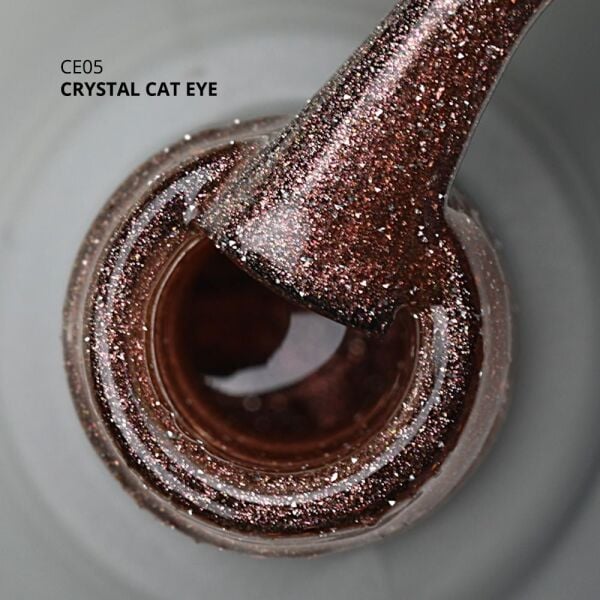 Momo Professional Crystal Cat Eye Kristal Kedi Gözü Kalıcı Oje CE05 Yarı Şeffaf, Kahverengi (10ml)