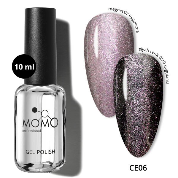 Momo Professional Crystal Cat Eye Kristal Kedi Gözü Kalıcı Oje CE06 Yarı Şeffaf, Lila (10ml)