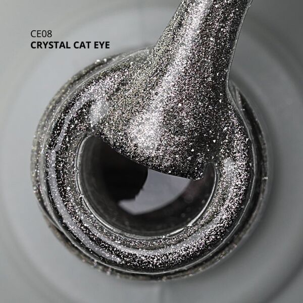 Momo Professional Crystal Cat Eye Kristal Kedi Gözü Kalıcı Oje CE08 Yarı Şeffaf, Gümüş (10ml)