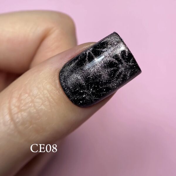 Momo Professional Crystal Cat Eye Kristal Kedi Gözü Kalıcı Oje CE08 Yarı Şeffaf, Gümüş (10ml)