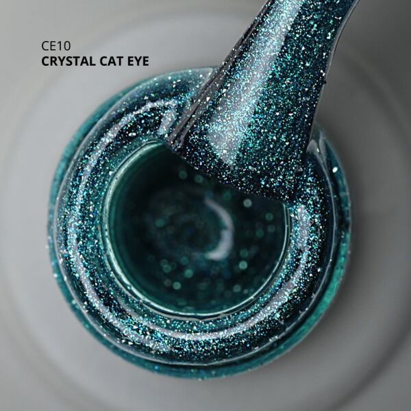 Momo Professional Crystal Cat Eye Kristal Kedi Gözü Kalıcı Oje CE10 Yarı Şeffaf, Koyu Turkuaz (10ml)