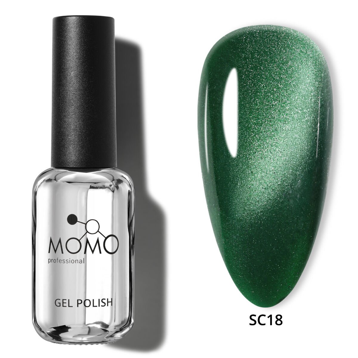 Momo Professional Korean Cat Eye, Silky Cat Eye Kedi Gözü Kalıcı Oje SC18 Zümrüt Yeşil (10ml)