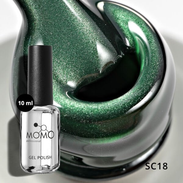 Momo Professional Korean Cat Eye, Silky Cat Eye Kedi Gözü Kalıcı Oje SC18 Zümrüt Yeşil (10ml)
