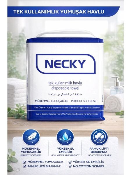 Necky Tek Kullanımlık Havlu 100'lü Paket 70 cm x 40 cm
