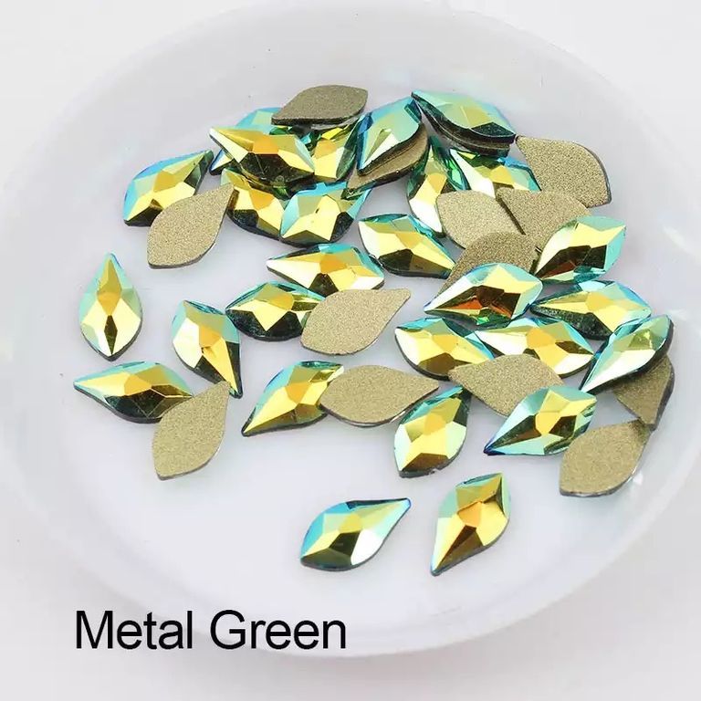 Taş Damla Alev Metal Green 5*10mm 2 Adet