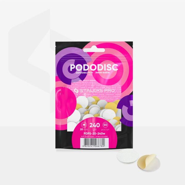 Staleks Pro Pododisc M Pedikür Disk İçin Yumuşak Tabanlı Yedek Beyaz Törpüler, 240 Grit (50 Adet)