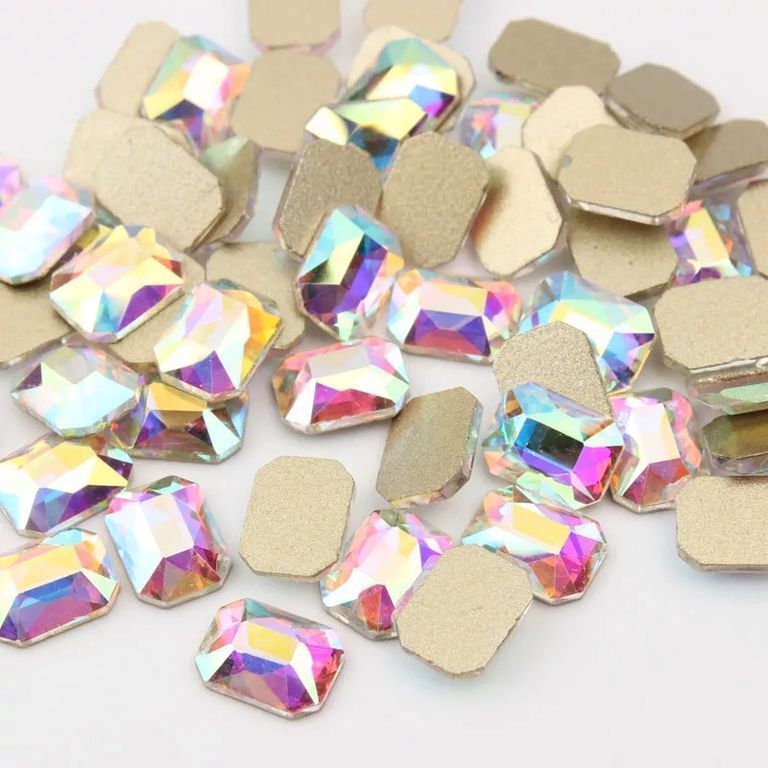 Taş Dikdörtgen Crystal AB 6*10mm 2 Adet