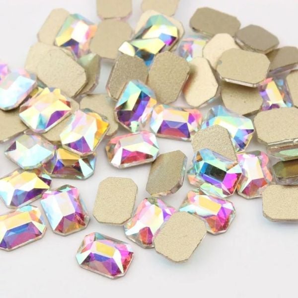 Taş Dikdörtgen Crystal AB 6*10mm 2 Adet