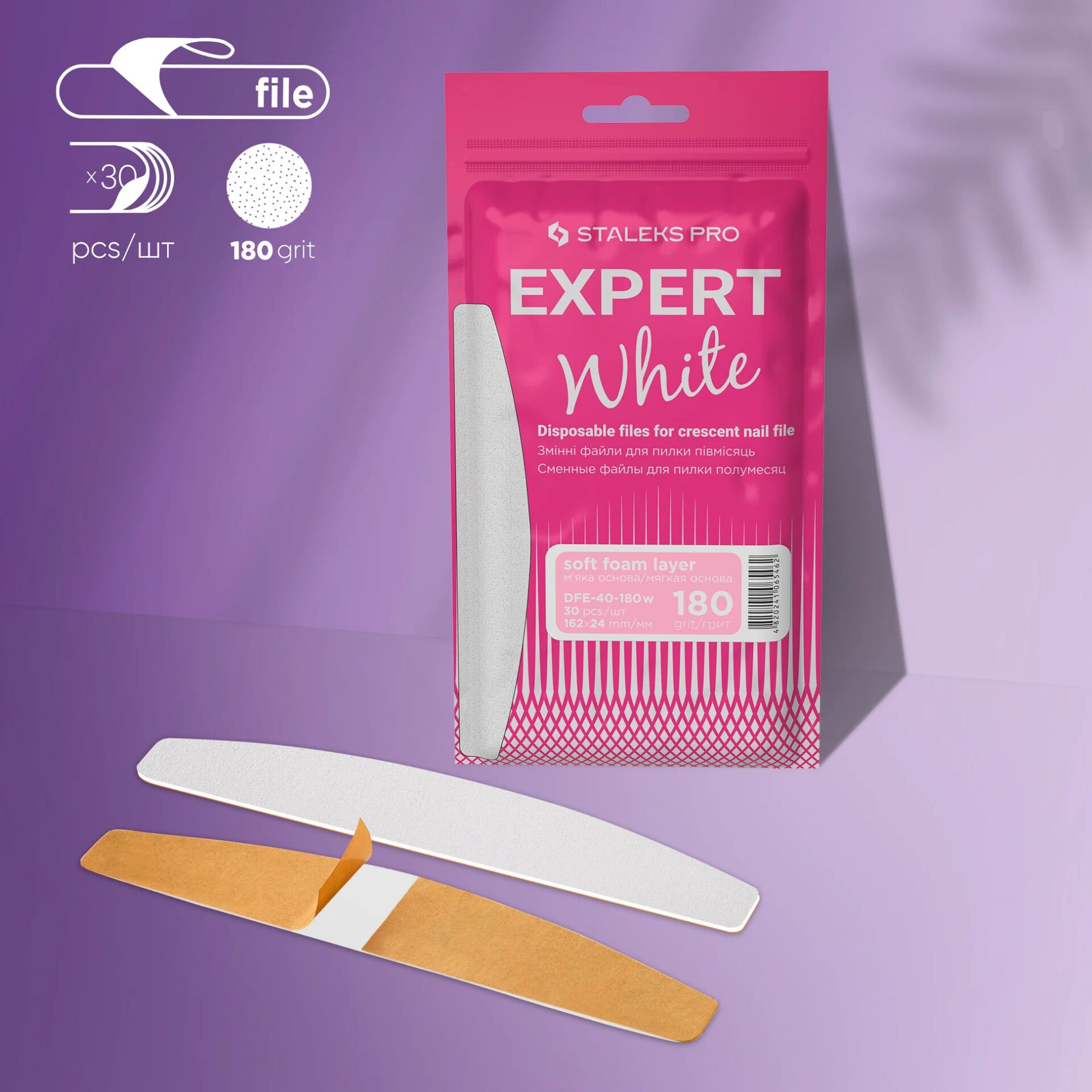 Staleks Expert 40 Yarım Ay Törpü İçin Yumuşak Tabanlı Yapışkan Yedek Törpüler, 180 grit (30 adet)