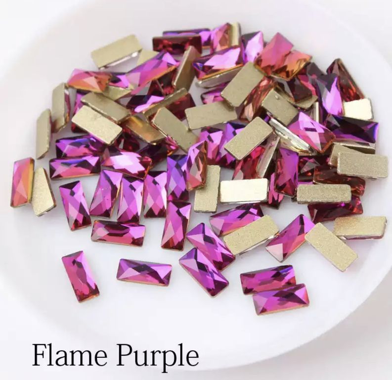 Taş Dikdörtgen Flame Purple 3*7mm 2 Adet
