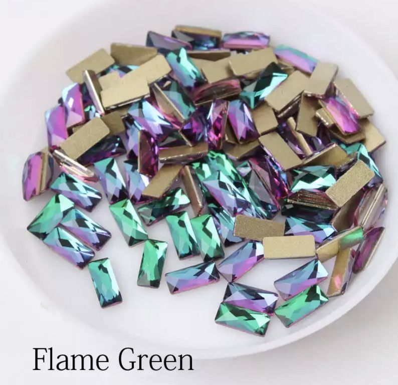 Taş Dikdörtgen Flame Green 3*7mm 2 Adet