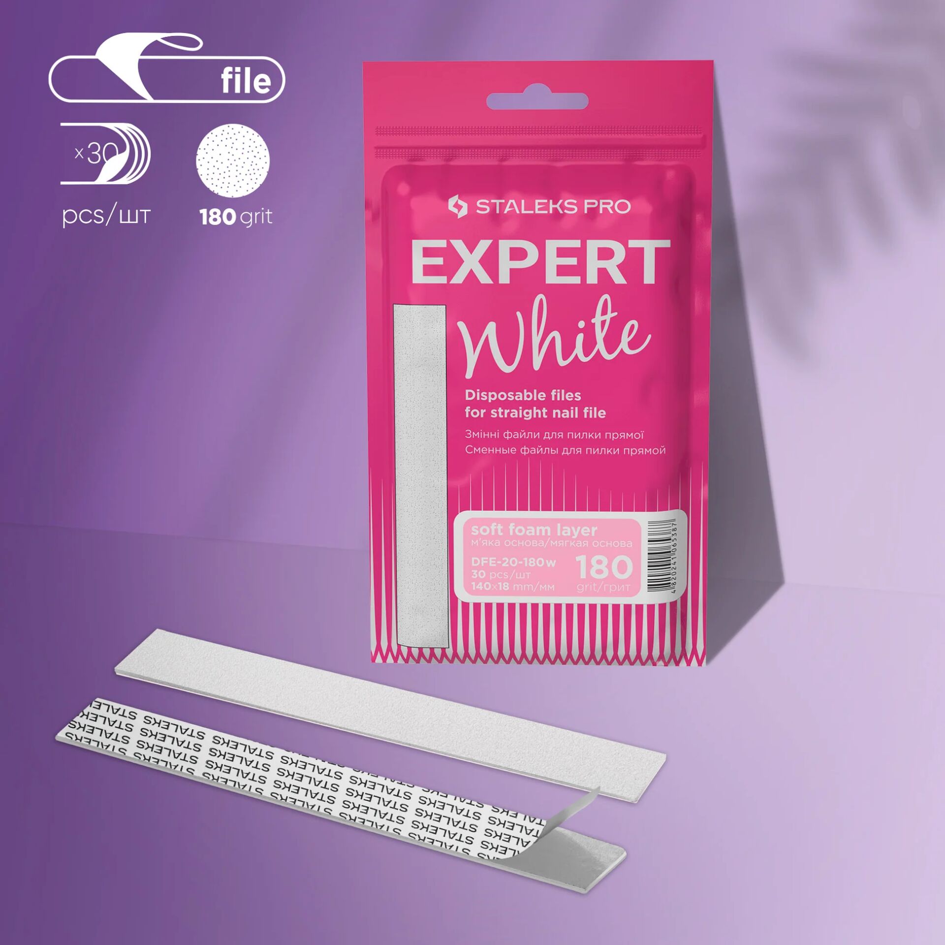 Staleks Expert 20 Düz Törpü İçin Yumuşak Tabanlı Yapışkan Yedek Törpüler, 180 grit (30 adet)