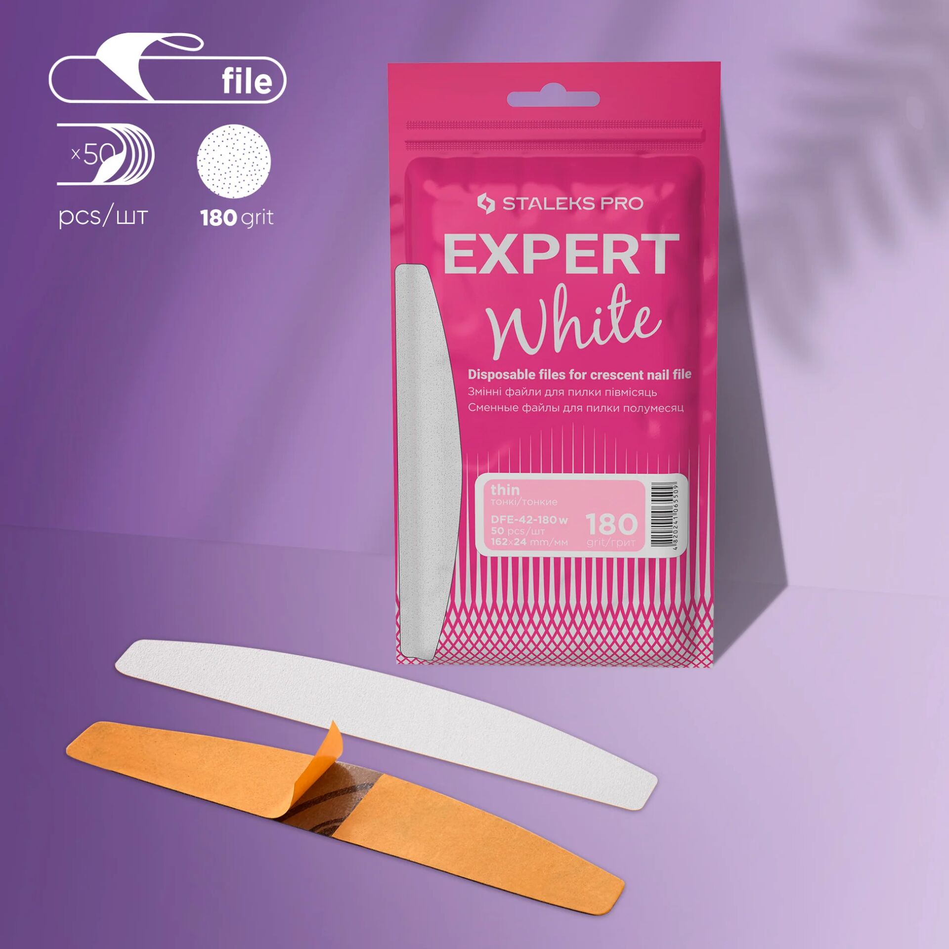 Staleks Expert 42 Yarım Ay Törpü İçin Yapışkan Yedek Törpüler, 180 grit (50 adet)