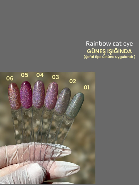 Viola Beauty  Kalıcı Oje Rainbow Cat Eye (Holografik Cat Eye Oje) #0004 13 ml
