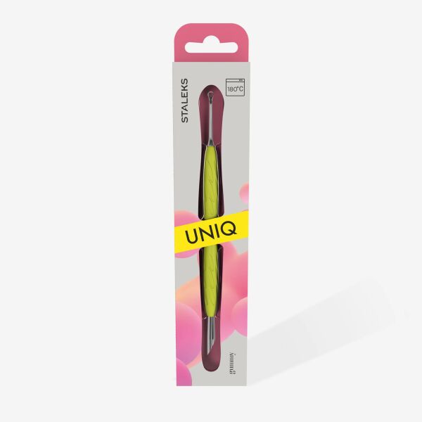 Staleks UNIQ 11 Type 2 Gummy Sarı Silikon Saplı Tırnak İtici (Eğik Uç Ve Halka)