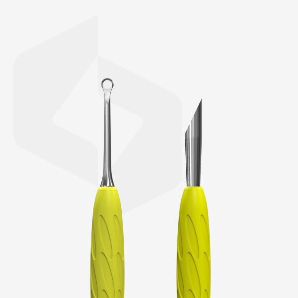 Staleks UNIQ 11 Type 2 Gummy Sarı Silikon Saplı Tırnak İtici (Eğik Uç Ve Halka)