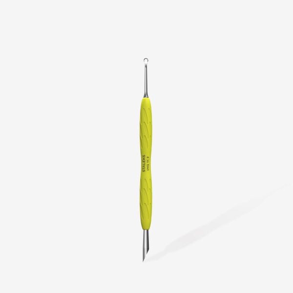 Staleks UNIQ 11 Type 2 Gummy Sarı Silikon Saplı Tırnak İtici (Eğik Uç Ve Halka)