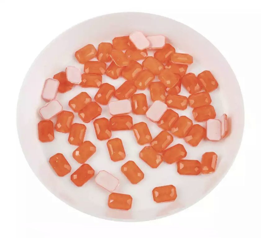 Taş Dikdörtgen Neon Turuncu 4*6mm 2 Adet