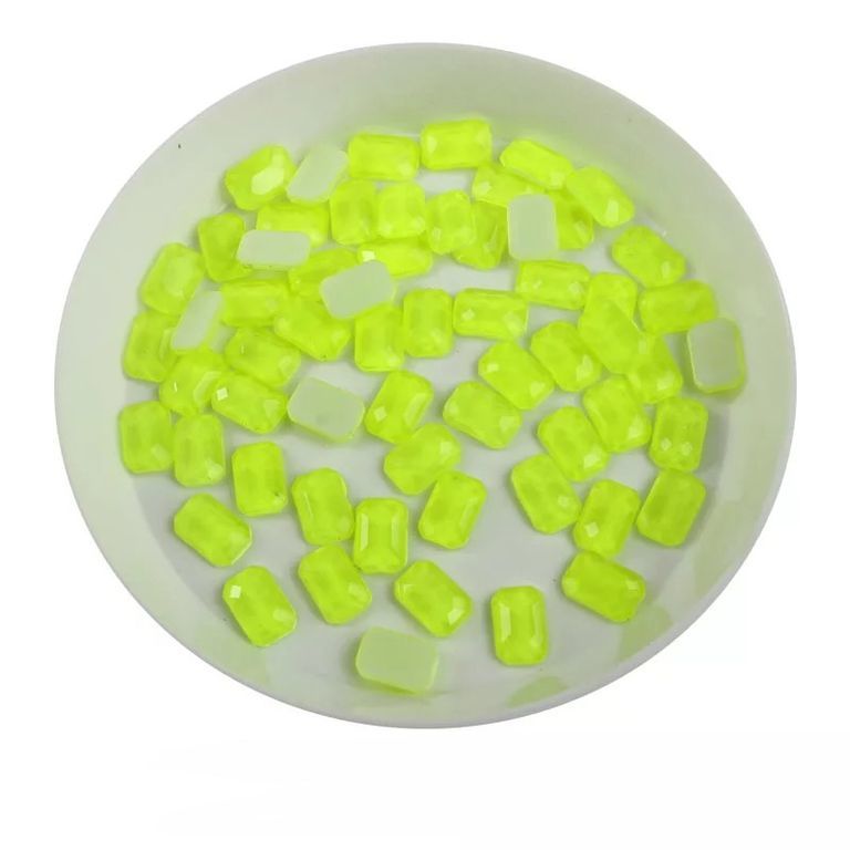Taş Dikdörtgen Neon Limon 4*6mm 2 Adet