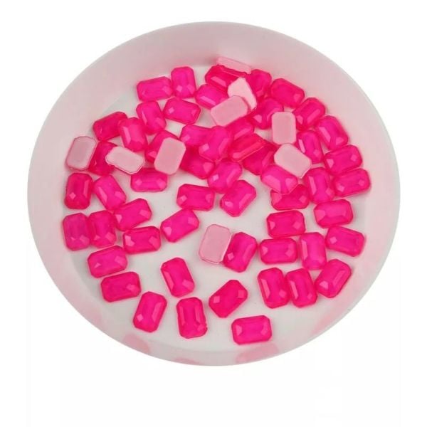 Taş Dikdörtgen Neon Pembe 4*6mm 2 Adet
