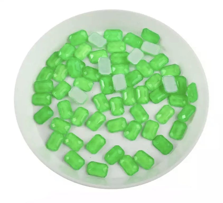 Taş Dikdörtgen Neon Yeşil 4*6mm 2 Adet