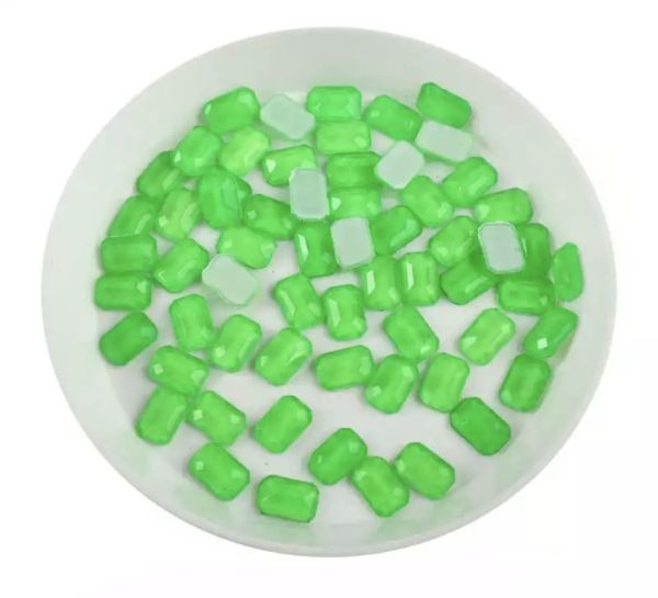 Taş Dikdörtgen Neon Yeşil 4*6mm 2 Adet