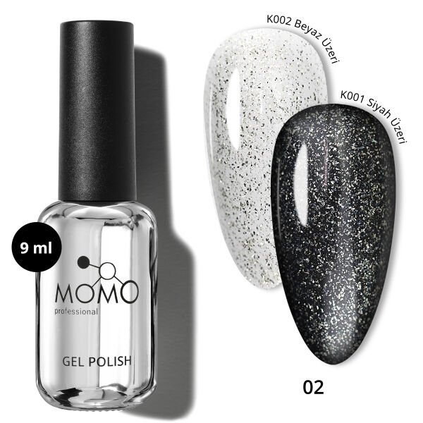 Momo Professional Glitter Top Coat 02, Altın Sim, 9 ml