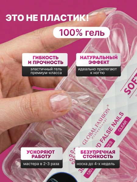 Global Fashion 3D Diamonds Jel Tips Balerin №04 (120 Adet)
