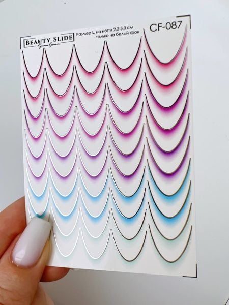 Ombre French Su Transferi Sticker CF-087 2.2-3.0 cm Uzunluğundaki Tırnaklar İçin Uygundur