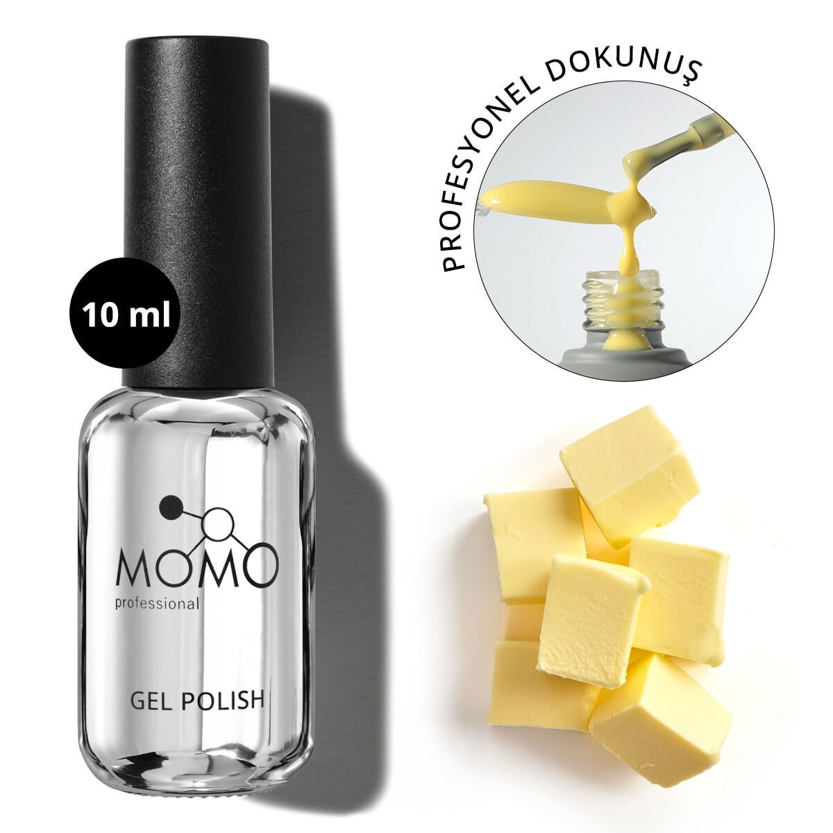 Momo Professional Limited Edition, Butter Yellow, French Cover Rubber Base Coat, 10 ml