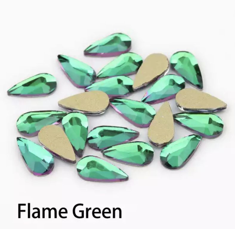 Taş Damla Flame Green 4*8mm 2 Adet