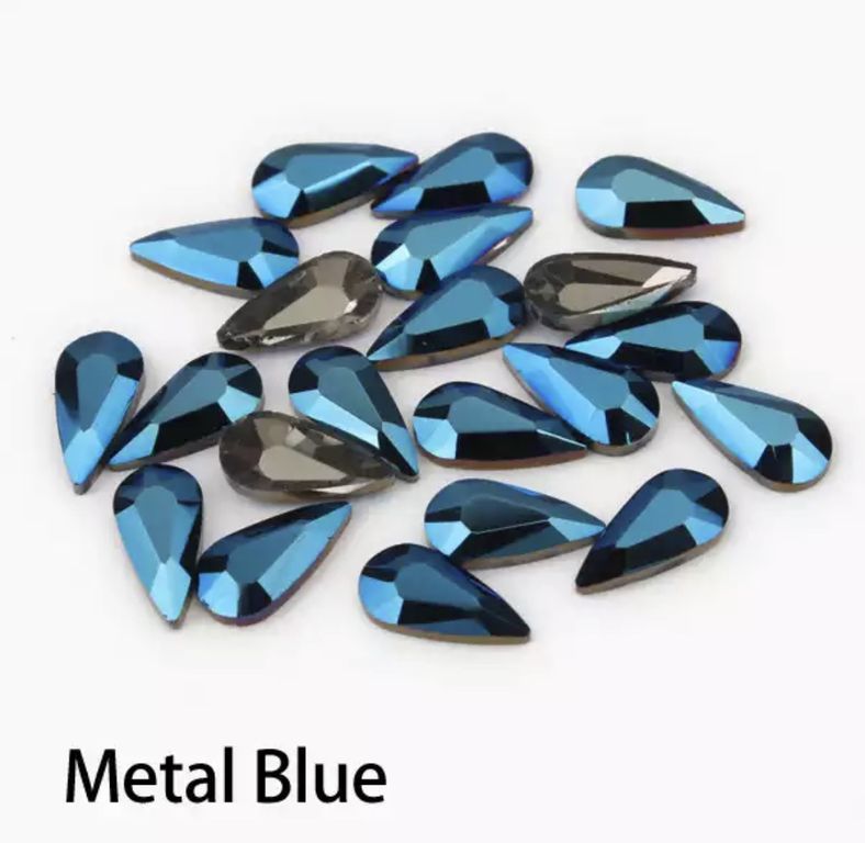 Taş Damla Metal Blue 4*8mm 2 Adet