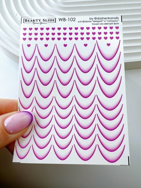 Ombre French Su Transferi Sticker WB-102 Badem ve Kare Tırnaklar İçin Uygundur