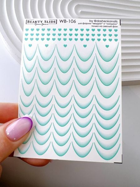 Ombre French Su Transferi Sticker WB-106 Badem ve Kare Tırnaklar İçin Uygundur