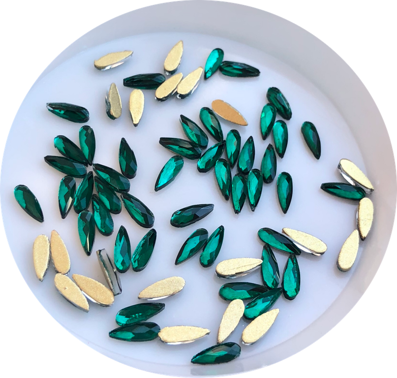 Taş Damla Zümrüt 2*6mm 2 Adet