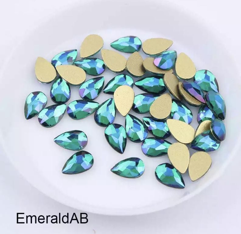 Taş Damla Emerald AB 5*8mm 2 Adet