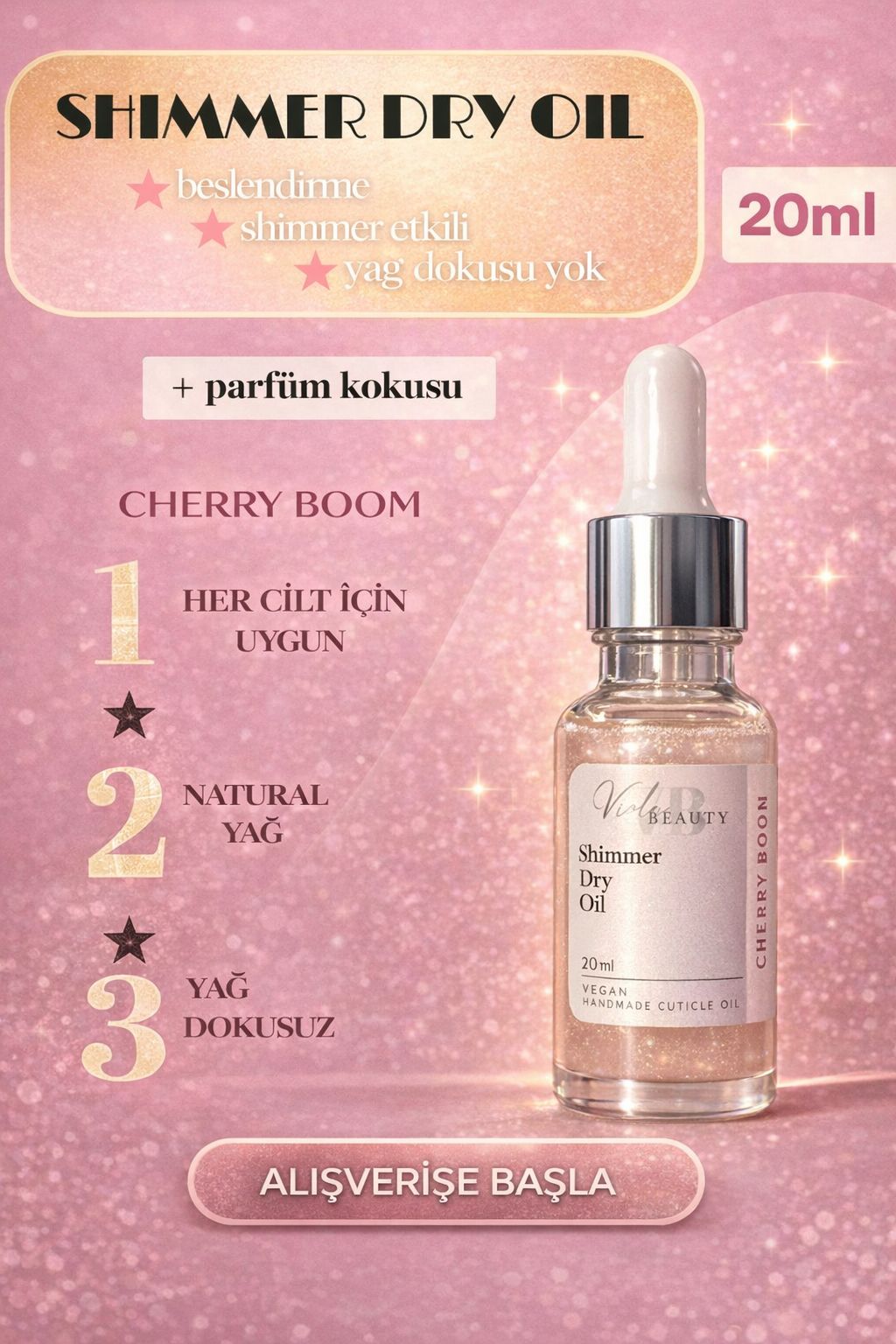 Viola Beauty Kuru Yağ #Cherry Boom 20ML-Shimmer Dry Oil