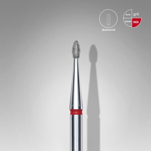 Staleks Expert Elmas Frez, Yuvarlak Tomurcuk, Kırmızı, Çap 1,6 mm, Çalışma Kısmı 3,4 mm