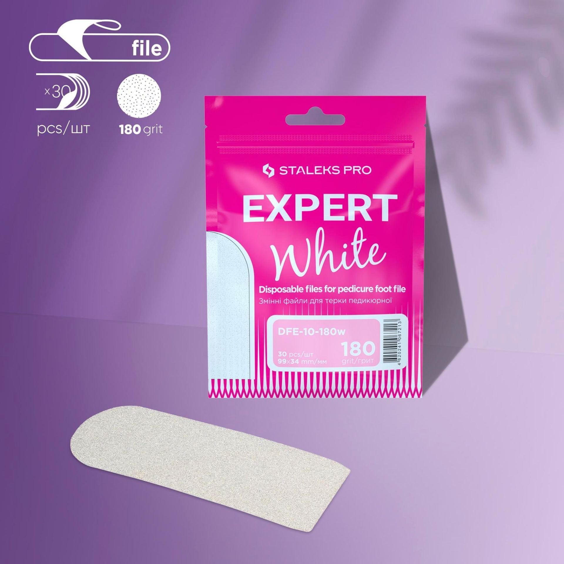 Staleks Expert 10 Pedikür Törpü İçin Yedek Beyaz Törpüler, 180 Grit (30 Adet)
