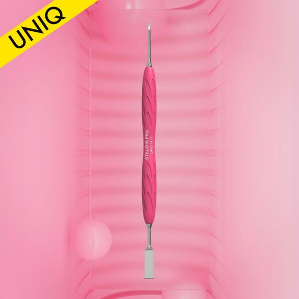 Staleks ''Gummy'' UNIQ 11 Type 1 Silikon Saplı Tırnak Eti İtici (Dar Düz İtici + Halka)