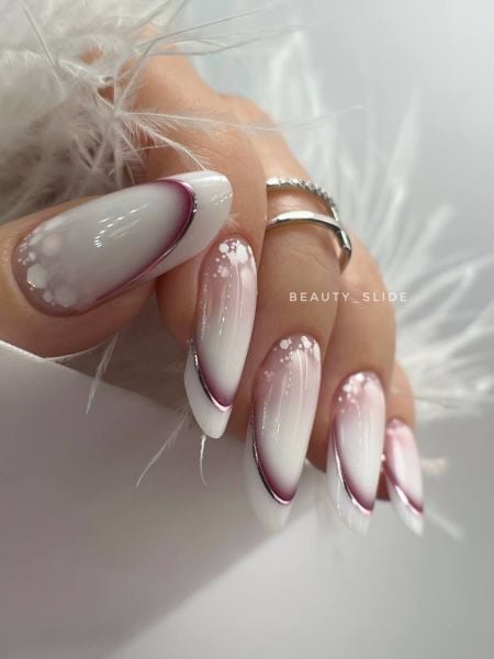 French Su Transferi Sticker CF-097 Geniş Badem Tırnaklar İçin Uygundur