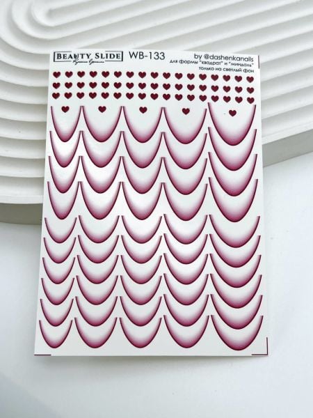 Ombre French Su Transferi Sticker WB-133 Badem ve Kare Tırnaklar İçin Uygundur