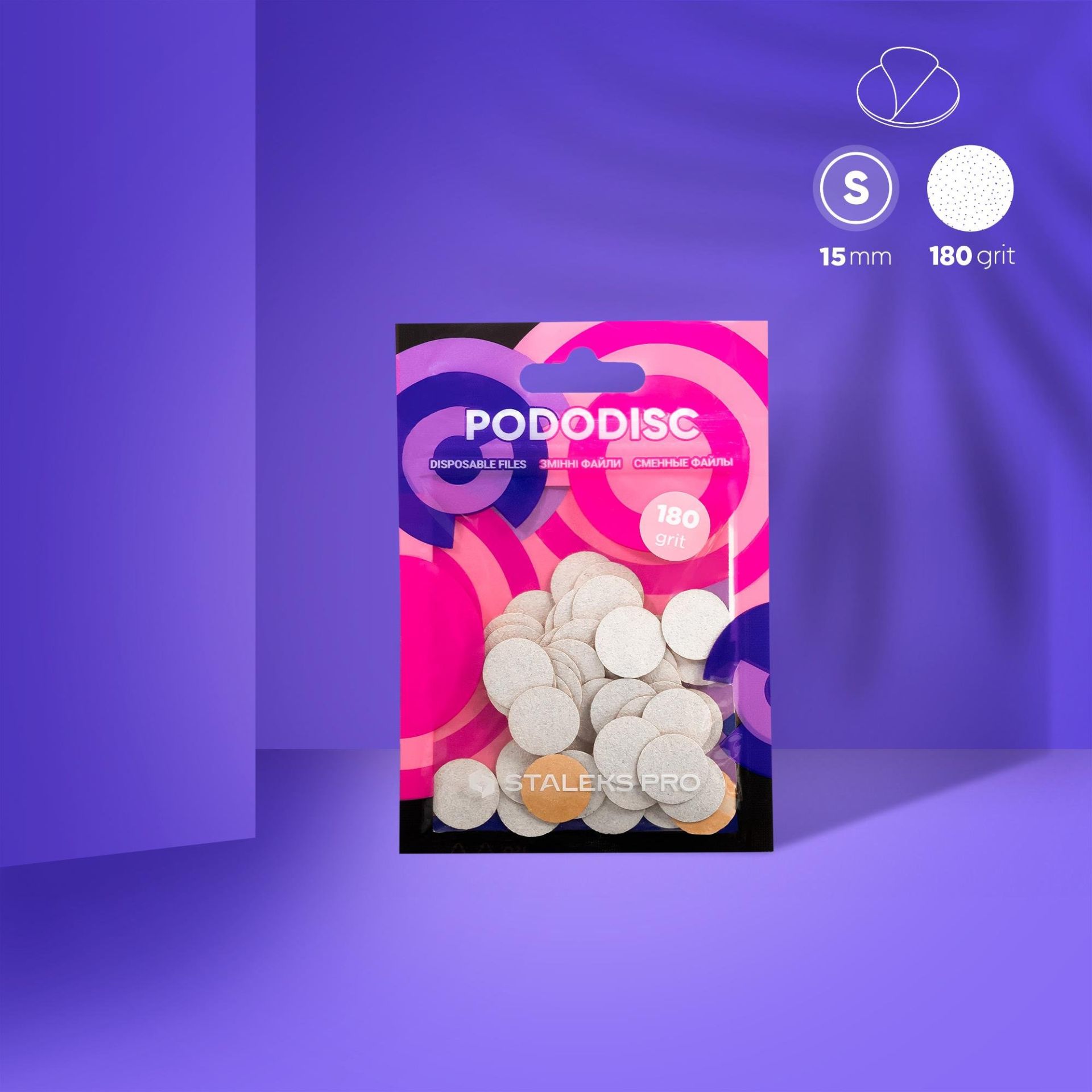 Staleks Pro Pododisc S Pedikür Disk İçin Yedek Beyaz Törpüler, 180 Grit (50 Adet)