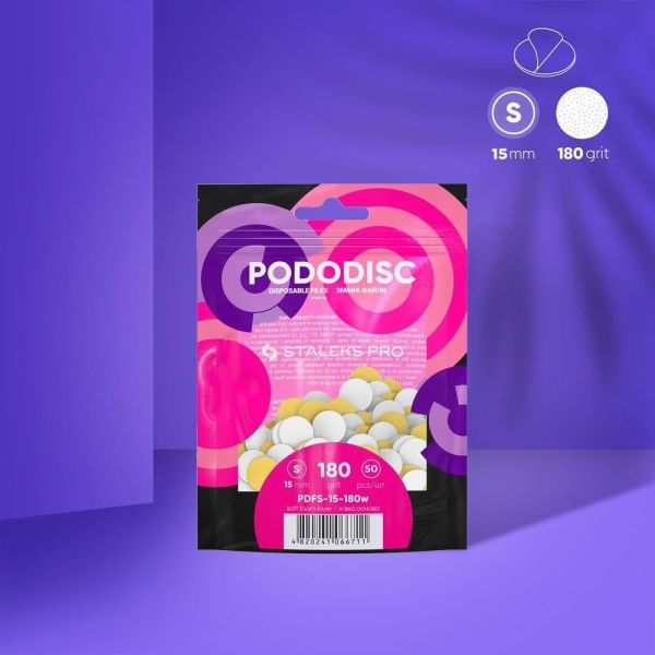 Staleks Pro Pododisc S Pedikür Disk İçin Yumuşak Tabanlı Yedek Beyaz Törpüler, 180 Grit (50 Adet)