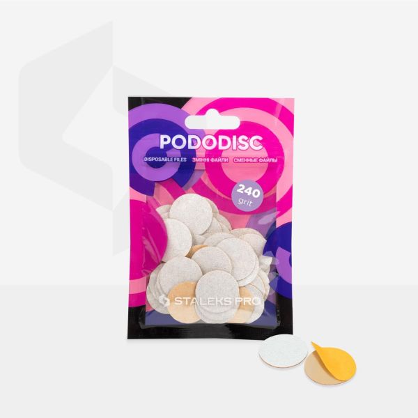 Staleks Pro Pododisc M Pedikür Disk İçin Yedek Beyaz Törpüler, 240 Grit (50 Adet)