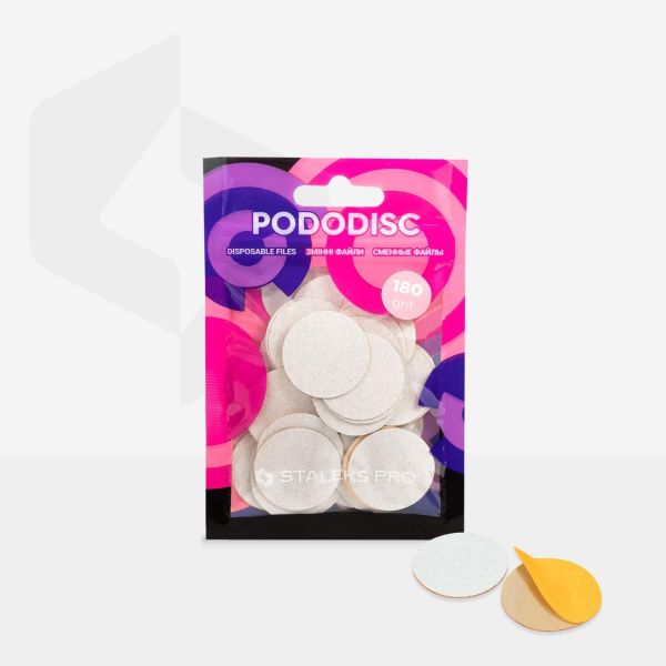 Staleks Pro Pododisc L Pedikür Disk İçin Yedek Beyaz Törpüler, 180 Grit (50 Adet)