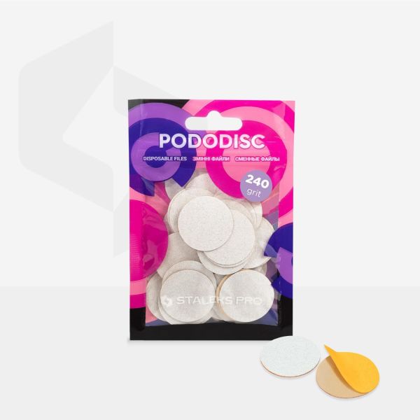 Staleks Pro Pododisc L Pedikür Disk İçin Yedek Beyaz Törpüler, 240 Grit (50 Adet)